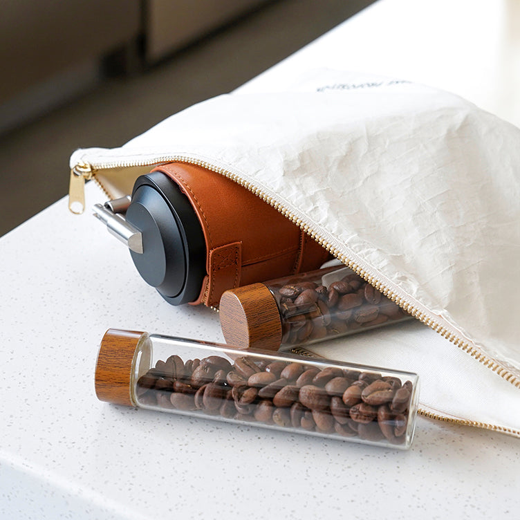 Premium Airtight Coffee Beans Storage Container - Glass Tube Display Rack for Kitchen Countertop - Perfect for Whole Bean Coffee Storage & Barista Style Home Brewing Station