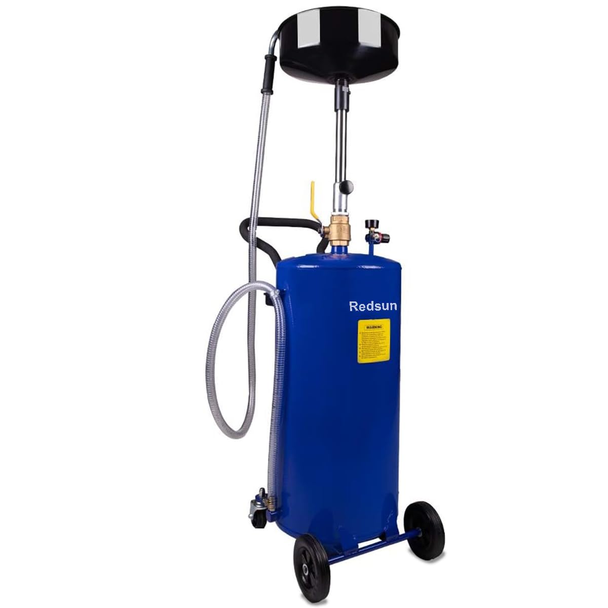 20 Gallon Portable Oil Drain Tank - Air Operated Adjustable Funnel with Wheels for Easy Oil Removal (Blue) | Ideal for Automotive Shops, DIY Oil Changes & Industrial Maintenance