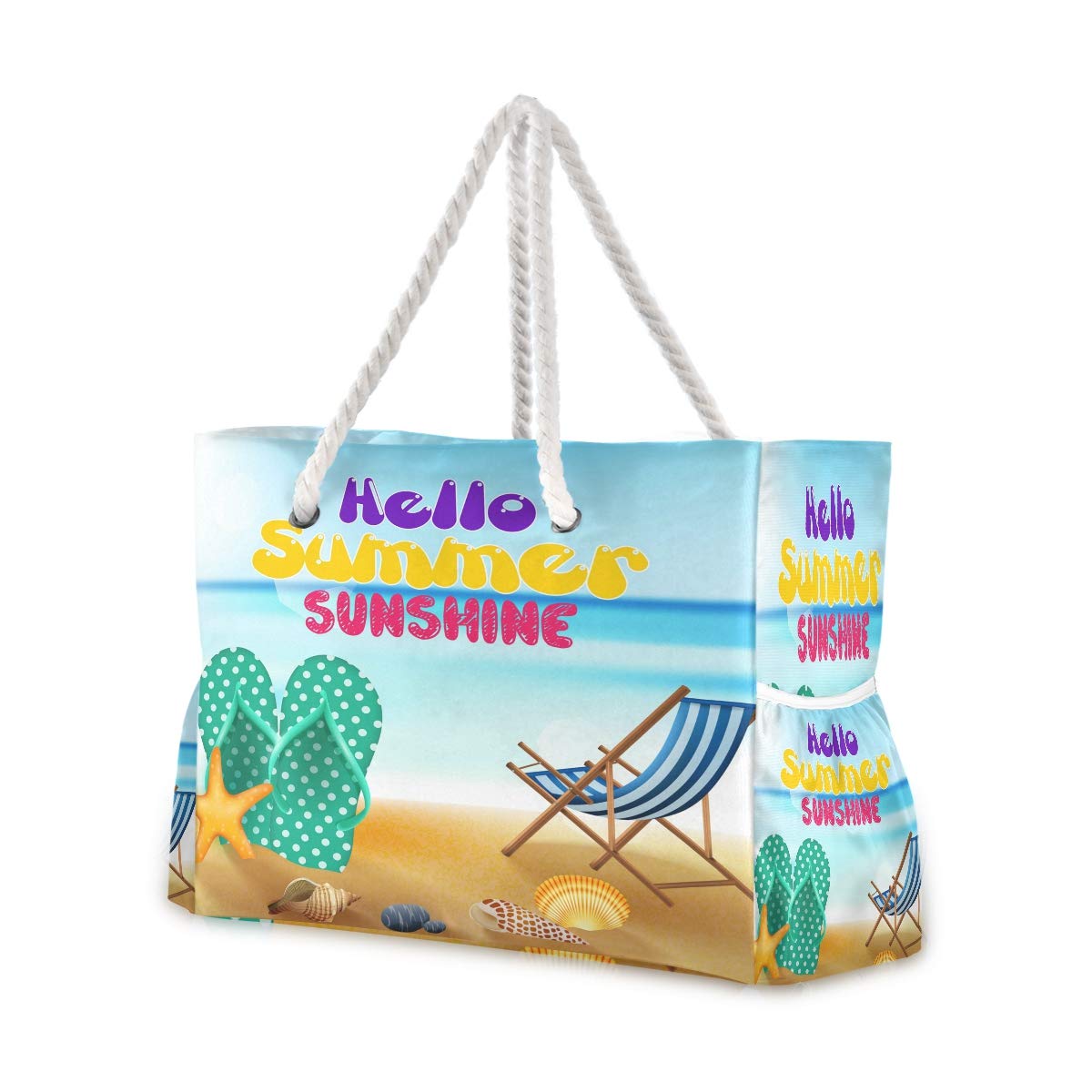 Large Water Resistant Canvas Beach Tote Bag with Anchor Floral Print - Navy Blue & White Shoulder Bag for Gym, Travel, and Daily Use | Perfect for Pool, Beach, Shopping, and Work