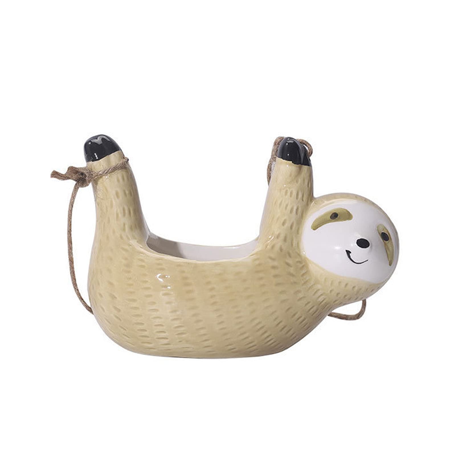 Cute Sloth Shaped Ceramic Flower Pot - Hanging Planter for Succulents, Small Plants | Home Decor, Garden, Office Desk Decoration