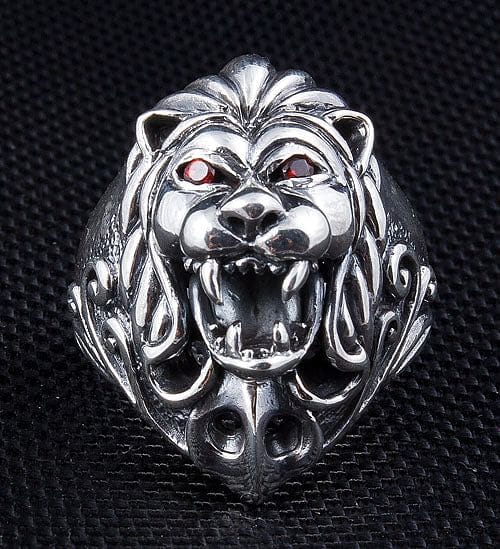 Men's Sterling Silver Garnet Lion Lord Ring - Elegant & Durable Jewelry for Gifts, Weddings & Special Occasions