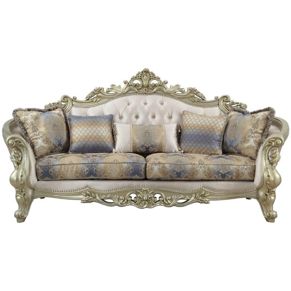 Acme Gorsedd Cream Fabric Sofa with Pillows - Living Room Luxury