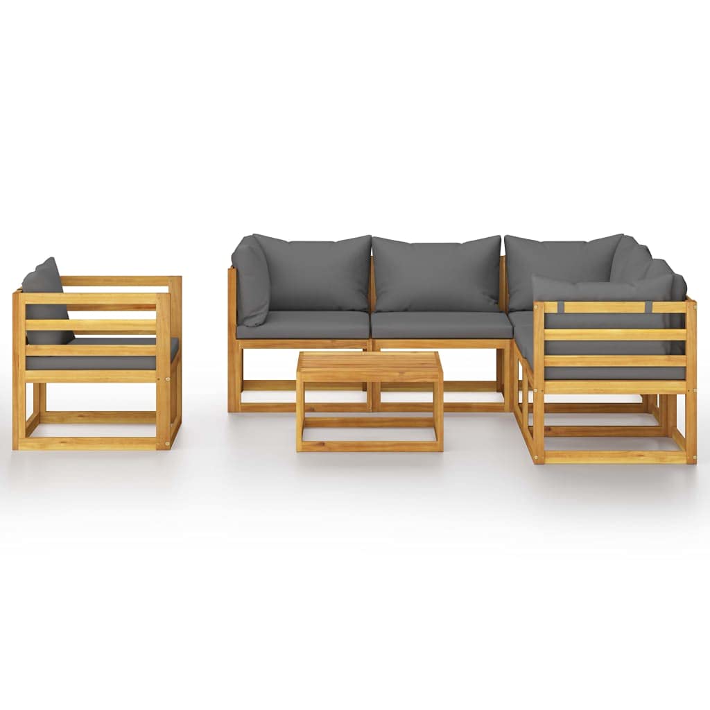 7-Piece Patio Furniture Sectional Set - Outdoor Garden Lounge Sofa with Cushions & Coffee Table, Acacia Wood Conversation Set for Backyard, Deck, Poolside (Weather-Resistant) - Perfect for Relaxing, Entertaining & Outdoor Dining