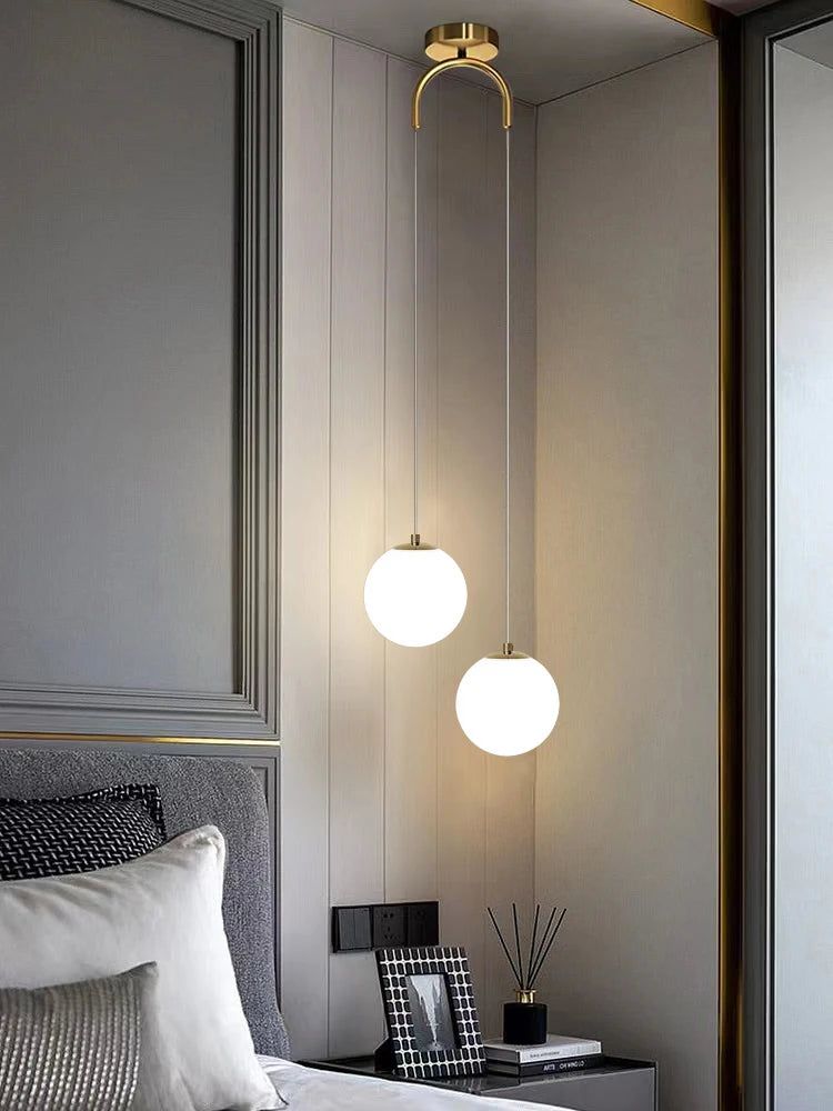 Modern Double Ball Hanging Pendant Light Fixture - Industrial Chic Ceiling Lamp for Dining Room, Kitchen Island & Bedroom Decor