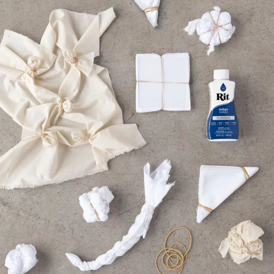 RIT Indigo Shibori Tie Dye Kit for DIY Fabric Dyeing - Create Unique Patterns on T-Shirts, Scarves & Home Decor