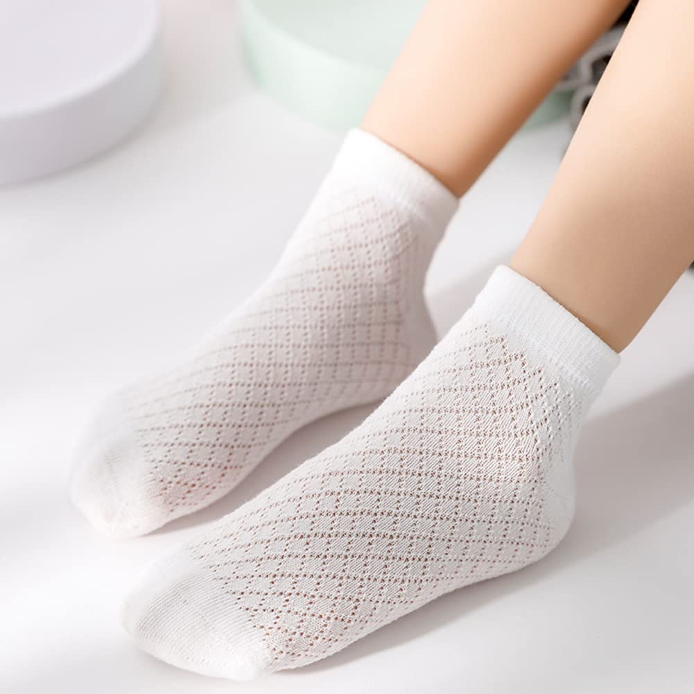 Looching 5-Pack Thin Mesh Cotton Baby Socks for Girls & Boys - No Show Ankle Socks for Toddlers (1-8 Years) - Breathable & Comfortable for School, Play & Everyday Wear