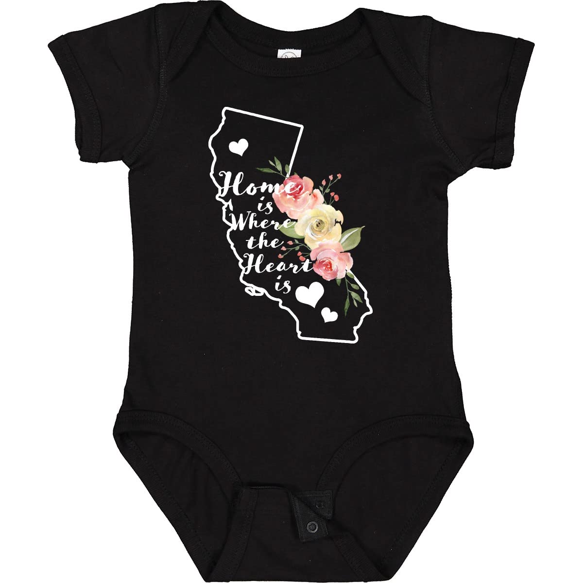 Inktastic California Home Is Where the Heart Is Watercolor Baby Bodysuit - Soft Cotton Onesie for Newborns, Infants & Toddlers - Perfect for Family Photos, Holidays & Everyday Wear