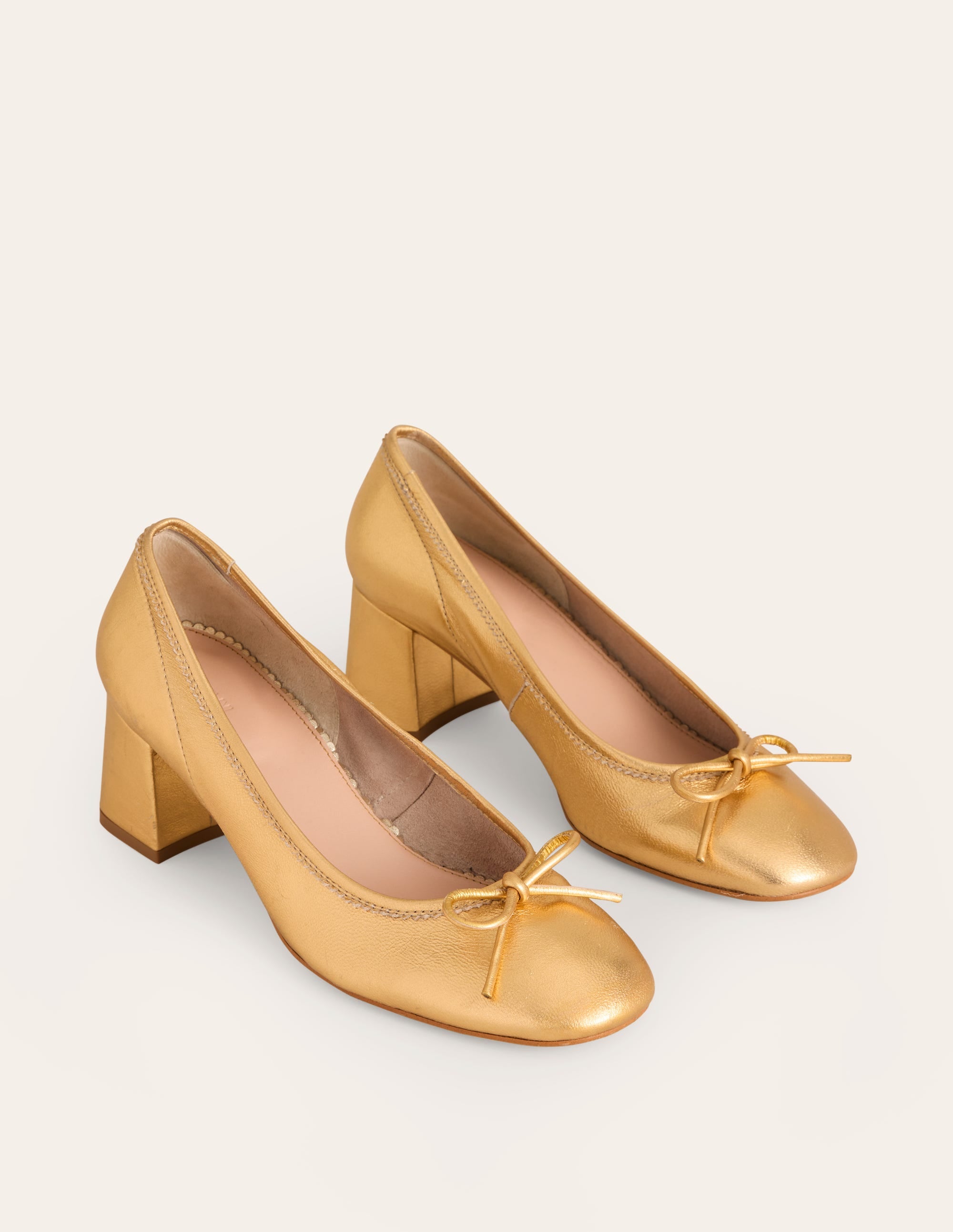 Gold Metallic Block Heel Ballet Flats - Comfortable Women's Dress Shoes for Work, Party & Everyday Wear
