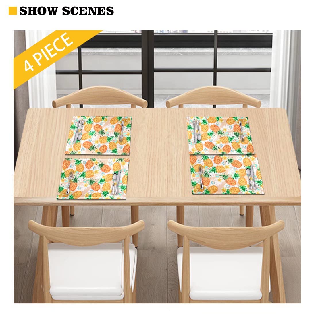 GIFTPUZZ Cool Tiger Print Placemats Set of 6 - Durable & Heat-Resistant Table Mats for Indoor/Outdoor Use - Wipeable & Easy Clean Kitchen Dining Mats for Home, Restaurant, Patio - Perfect for Family Dinners, BBQs, and Holiday Gatherings