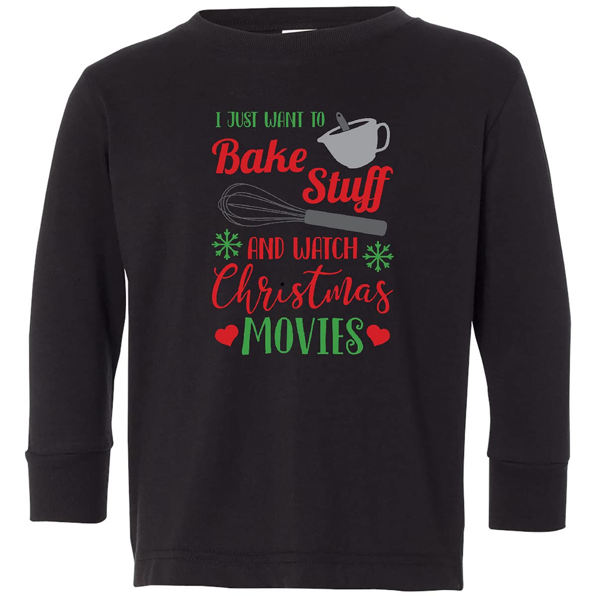 Inktastic 'I Just Want to Bake Stuff and Watch Toddler' Funny Baking Mom Long Sleeve T-Shirt - Perfect for Baking Enthusiasts & Stay-at-Home Moms