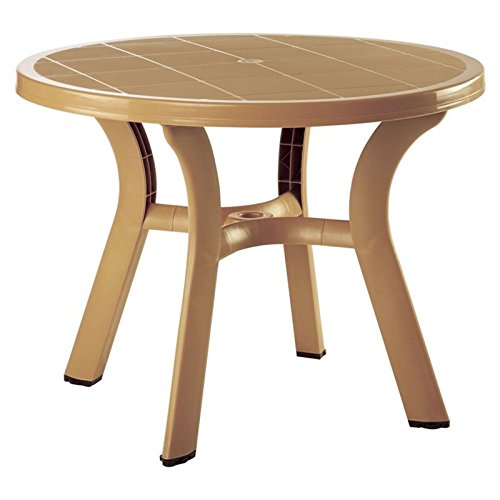 Truva 42 Inch Round Resin Dining Table - Teak Brown Finish (29