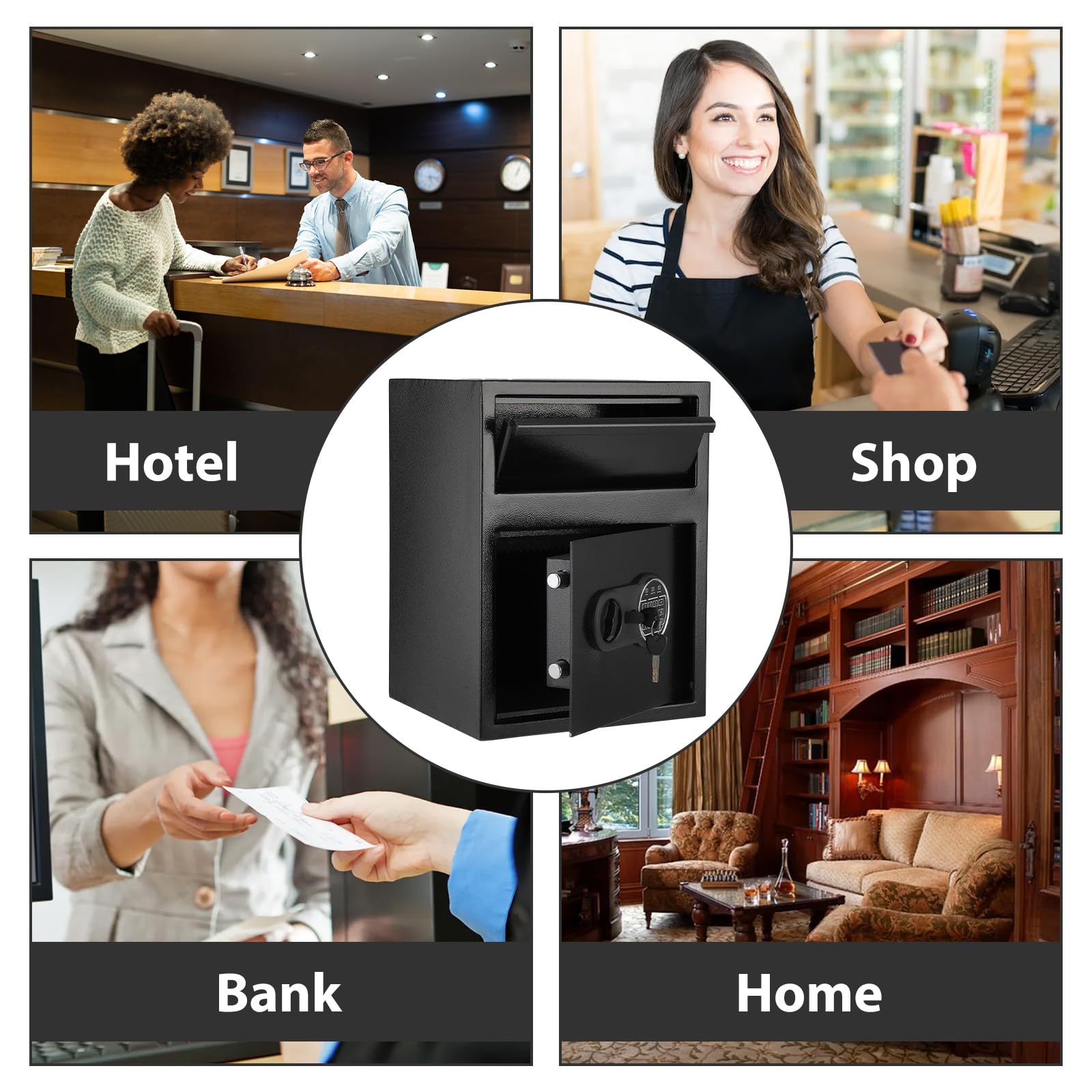 Digital Depository Safe Box - Electronic Steel Safe with Keypad & Emergency Keys | Secure Locking Drop Box for Cash, Jewelry & Valuables | Ideal for Home, Office & Retail Security