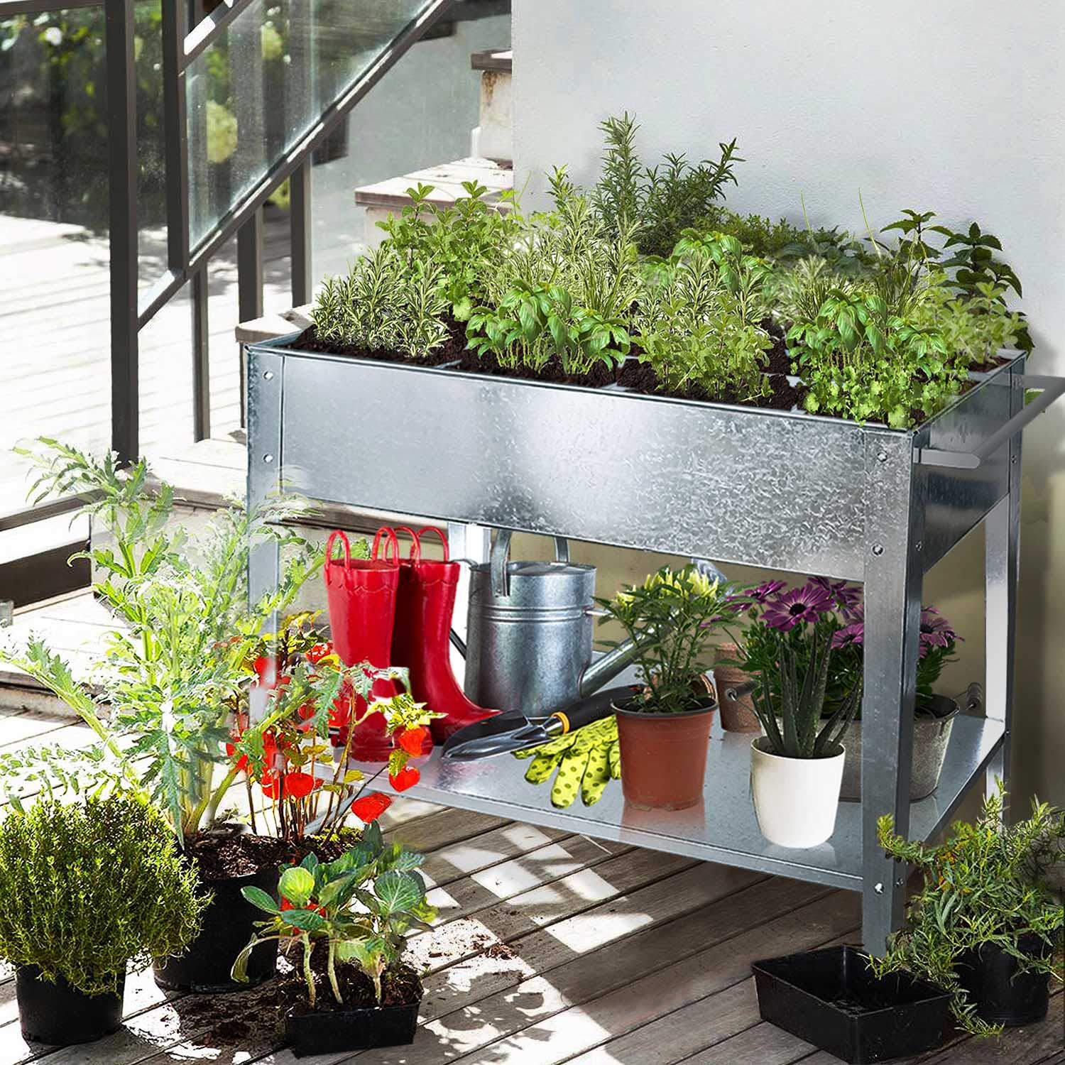 Galvanized Raised Garden Bed with Legs - Portable Elevated Planter for Outdoor, Balcony & Deck Gardening