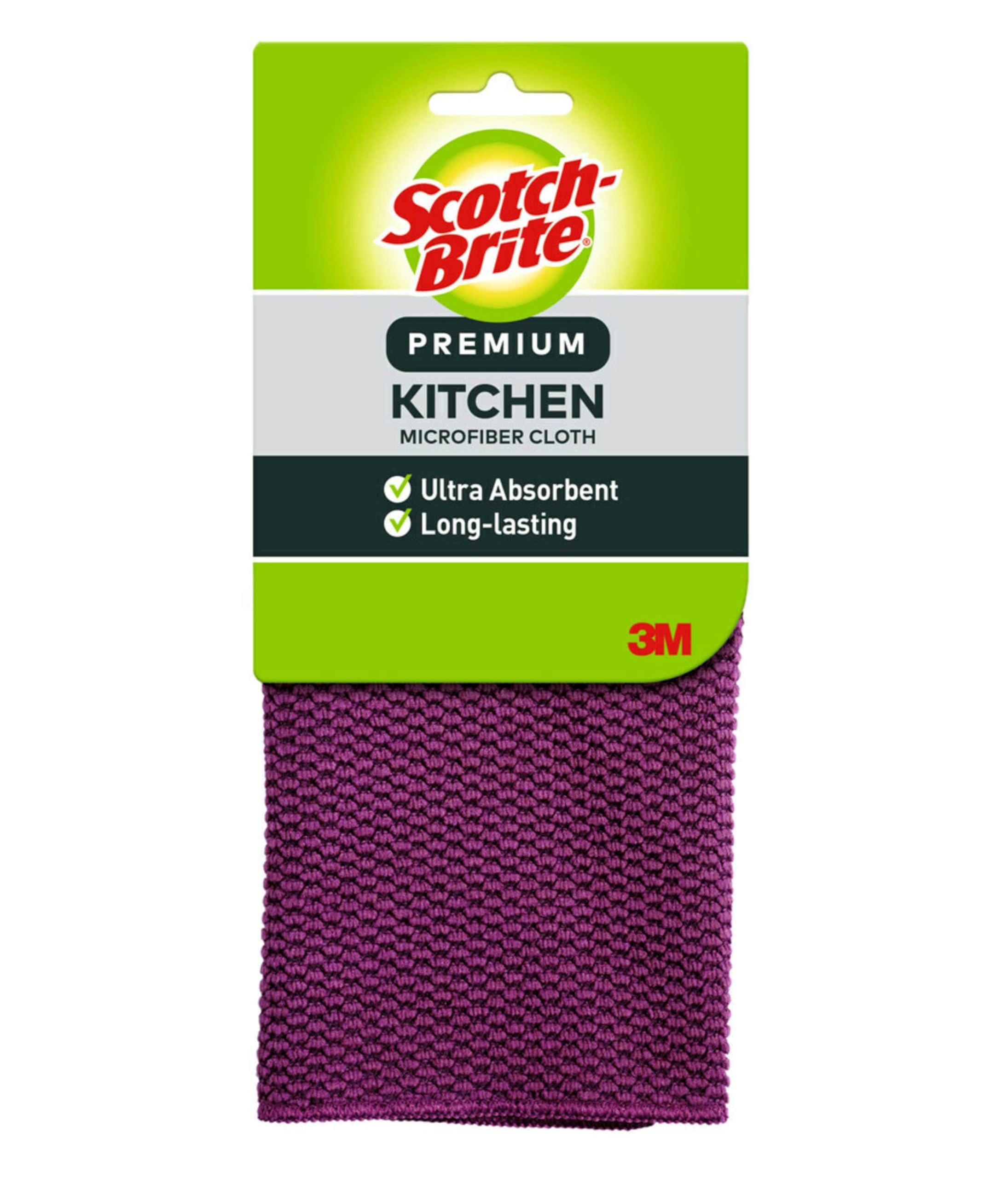 Scotch-Brite Microfiber Premium Kitchen Cleaning Cloth - Super Absorbent & Lint-Free Dish Towel (1-Pack) - Perfect for Washing Dishes, Countertops & Stainless Steel Appliances