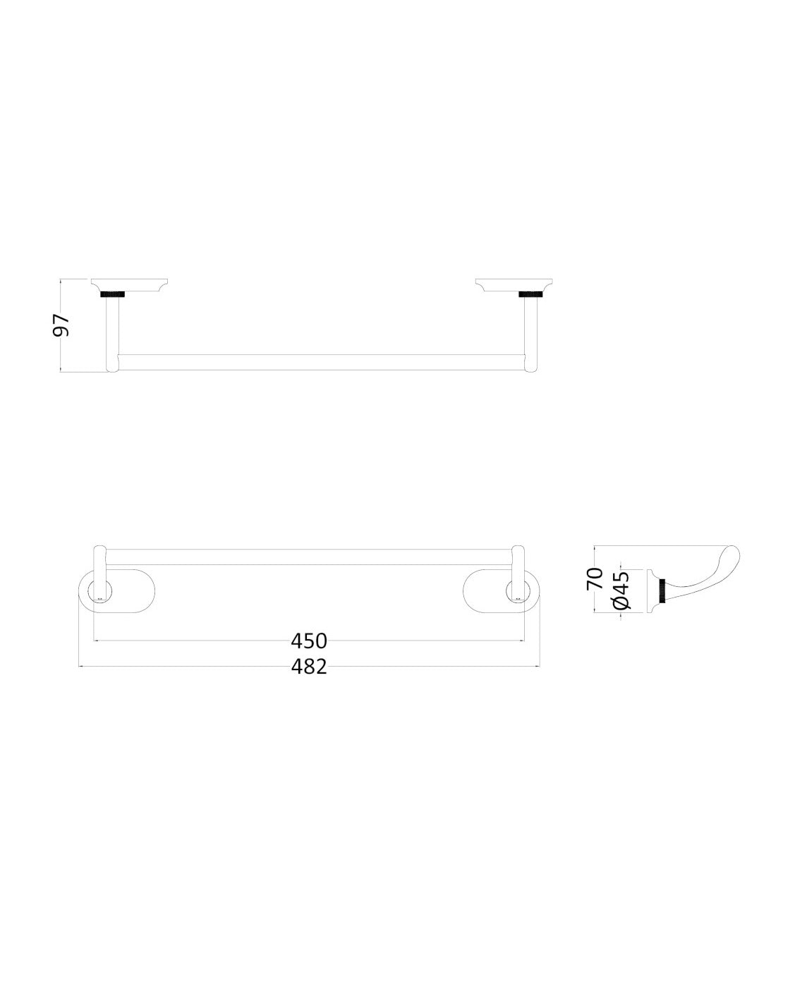 45 cm Gold Guild Towel Bar - Elegant Bathroom Towel Rack for Modern Homes & Luxury Hotels