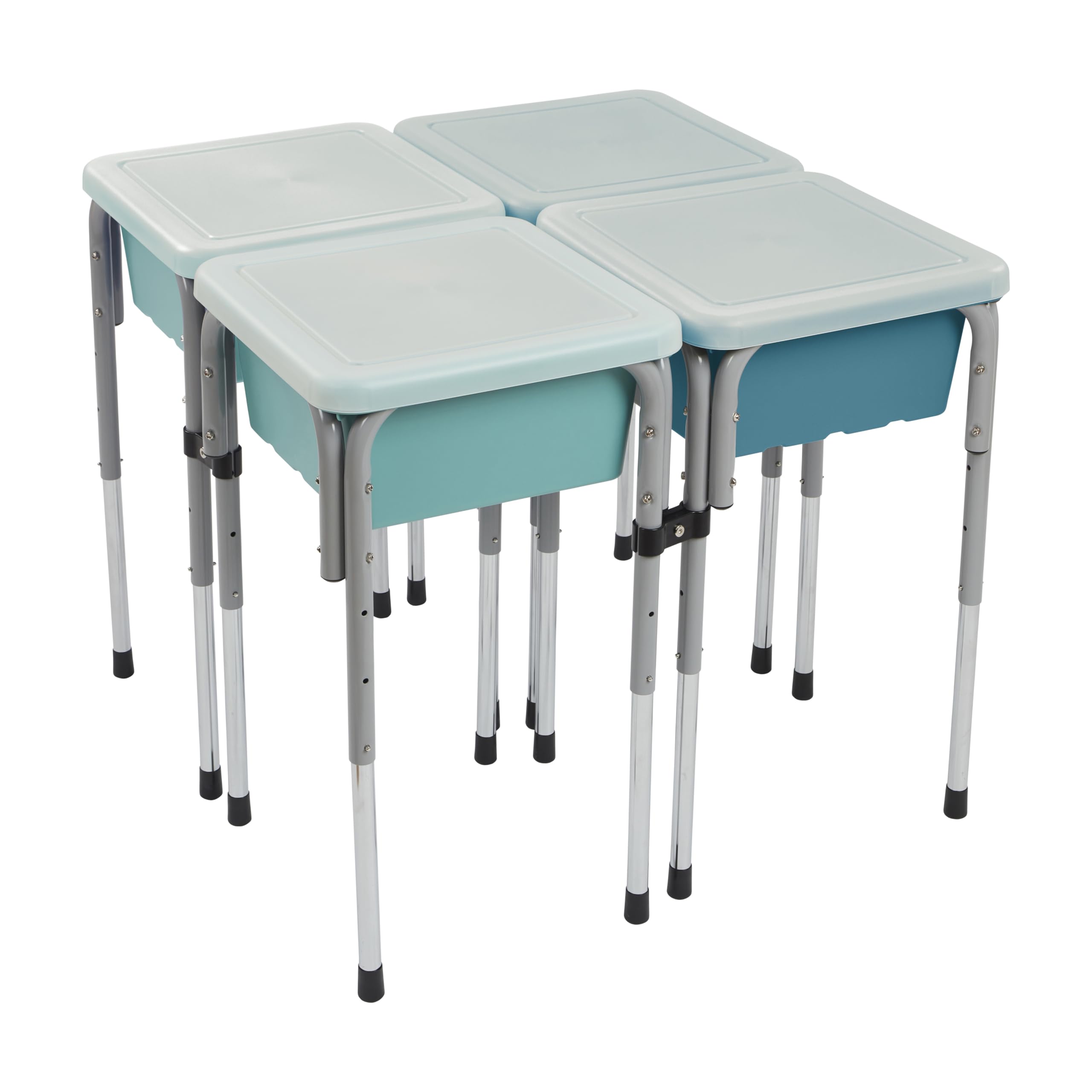 ECR4Kids Adjustable 4-Station Sand and Water Play Table with Sensory Bins - Seafoam & Turquoise - Perfect for Preschool, Daycare, and Outdoor Sensory Play Activities