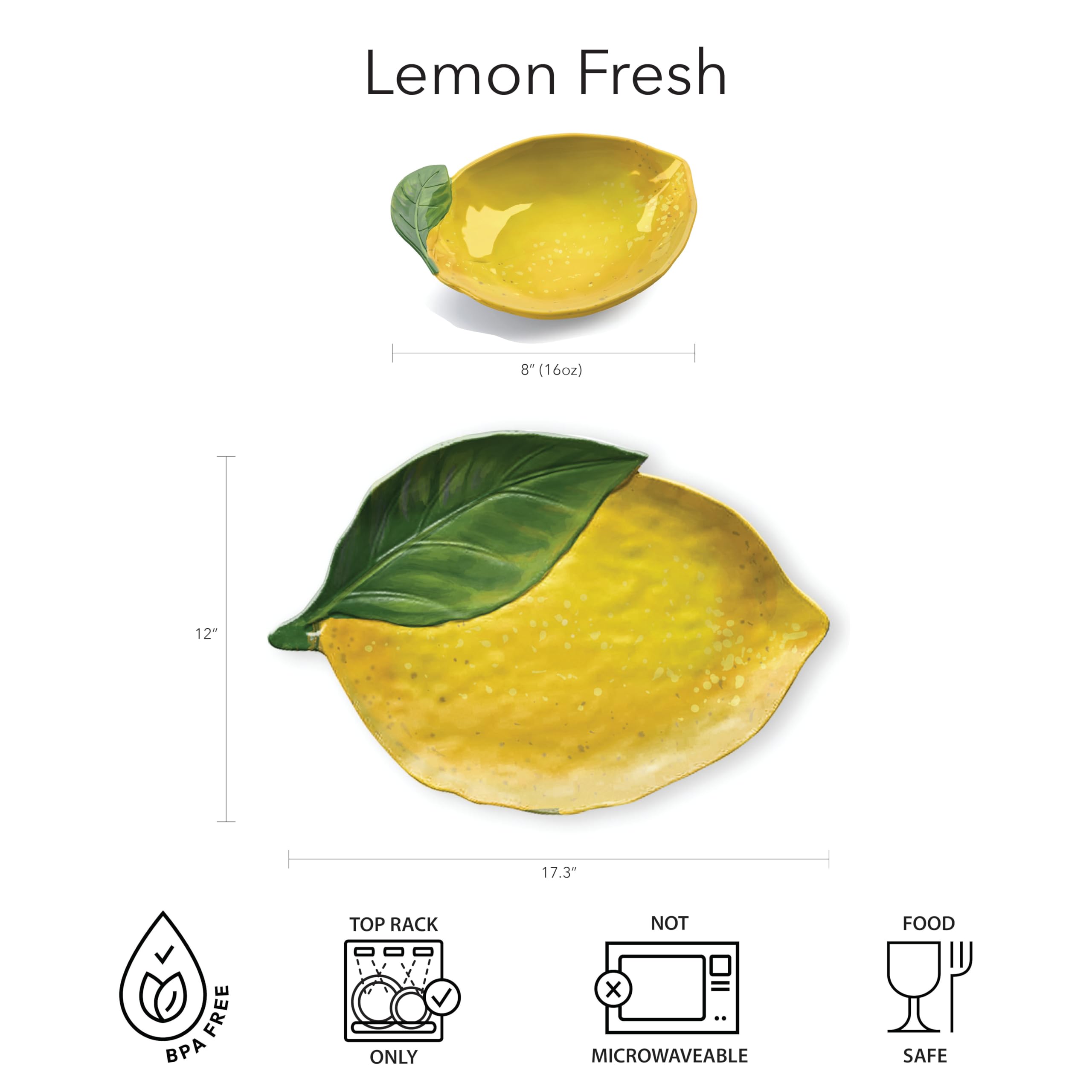 Lemon-Shaped Melamine Bowl Set of 6 - 8