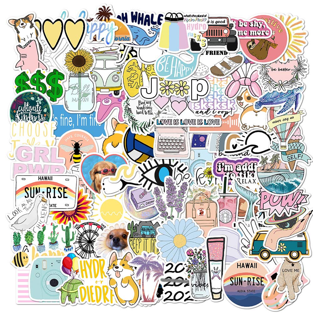 50 Pack Aesthetic VSCO Stickers for Water Bottles, Laptops, Luggage & Scrapbooks - Cute Decorative Vinyl Stickers for Teens & Girls - Perfect for DIY Crafts, School Supplies & Room Decor (100pcs-Style-B)