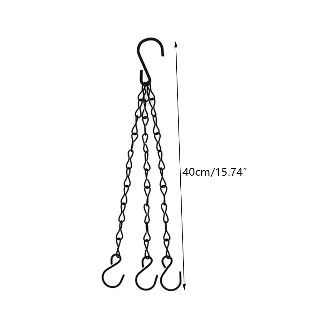 6 Pcs Heavy Duty Galvanized Hanging Chains - 15.7 Inch Replacement Chains for Flower Baskets, Bird Feeders, Planters & Lanterns | Outdoor Garden Decor & Hanging Plant Hangers (Black) - Perfect for Patio, Balcony, and Backyard Decoration