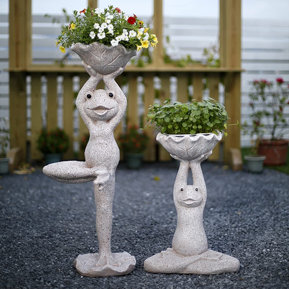 Yoga Frog Planter Pot - Resin Animal Figurine with Drainage Hole, Zen Garden Decor for Indoor & Outdoor Use, Perfect for Home, Patio, Lawn - Ideal for Succulents, Small Plants & Meditation Spaces