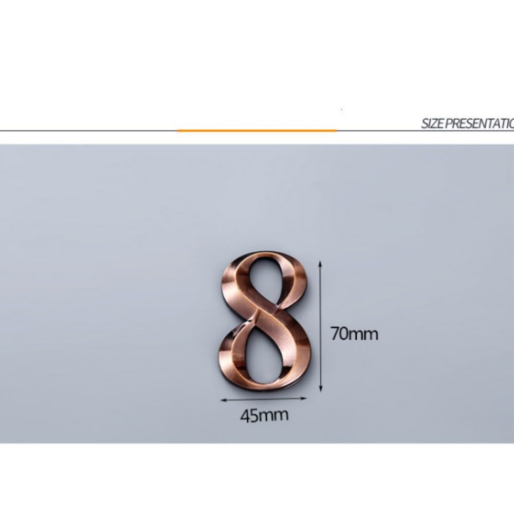 3D Bronze Self-Adhesive House Numbers 0-9 - Waterproof Mailbox Address Numbers for Outdoor Use on Doors, Garbage Bins & Mailboxes - Perfect for Home, Office & Apartment Identification