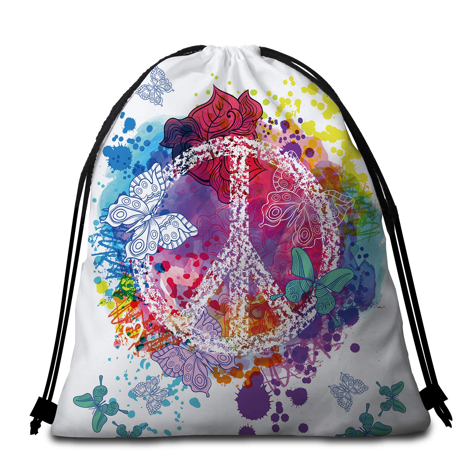 Hippie Yoga Mat - Watercolor Rainbow Beach Towel for Yoga & Meditation