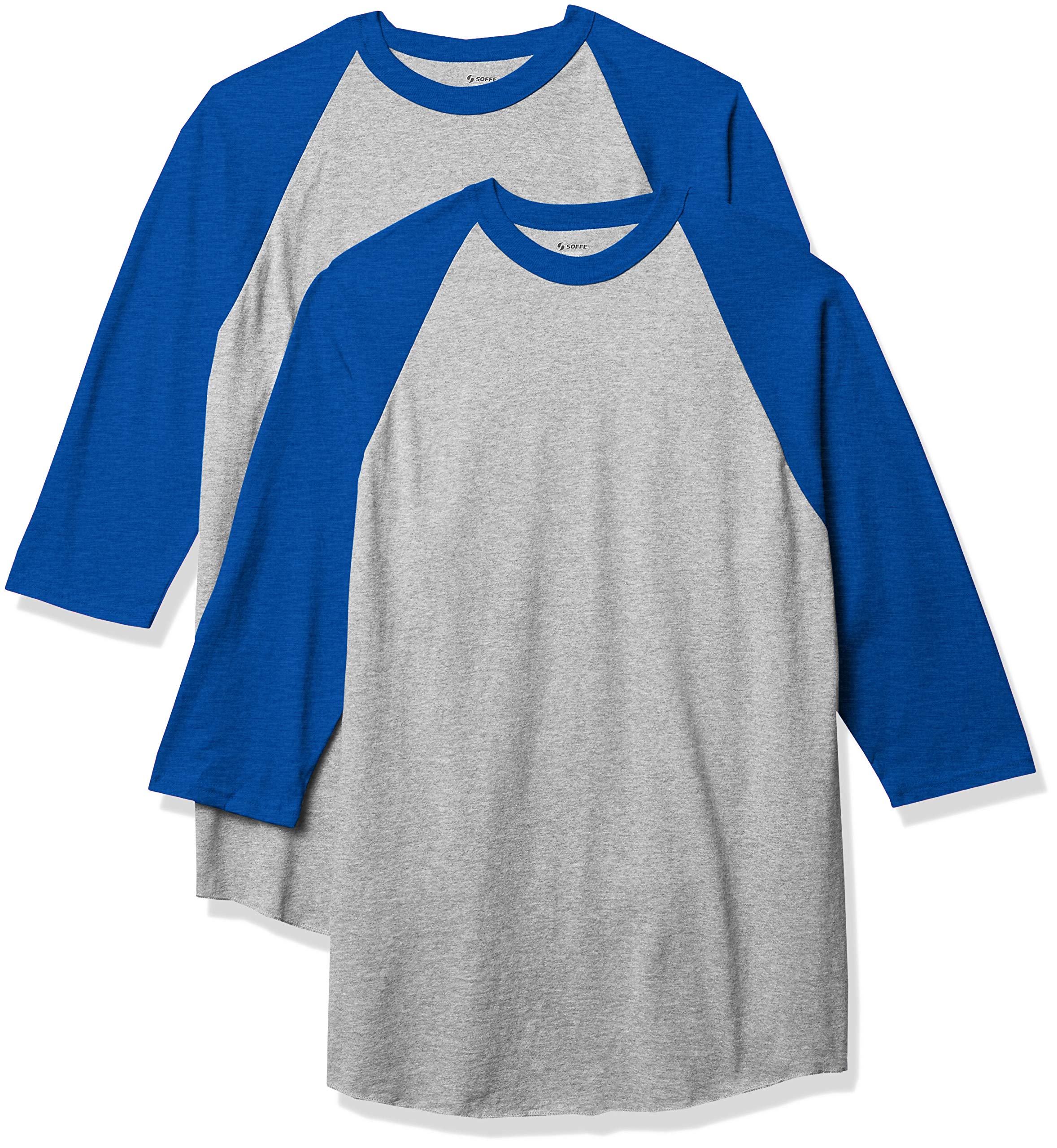Soffe Men's Classic Heathered Baseball T-Shirt - Comfortable Cotton Tee for Casual Wear, Sports & Outdoor Activities
