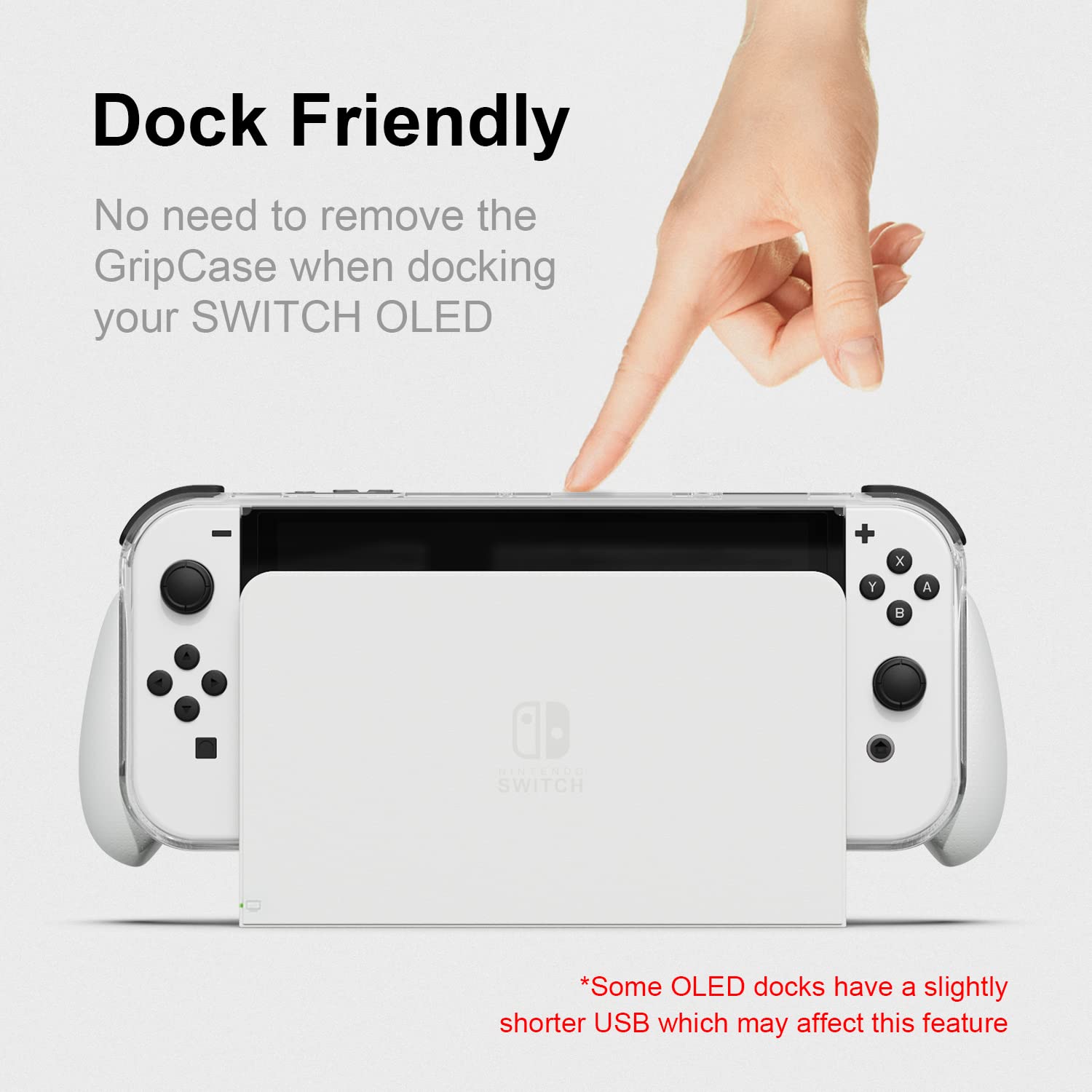 Skull & Co. GripCase OLED Bundle - Dockable Transparent Protective Case with Interchangeable Grips for Nintendo Switch OLED Model (Neon Blue & Red) | Perfect for Gaming, Travel, and Long Play Sessions