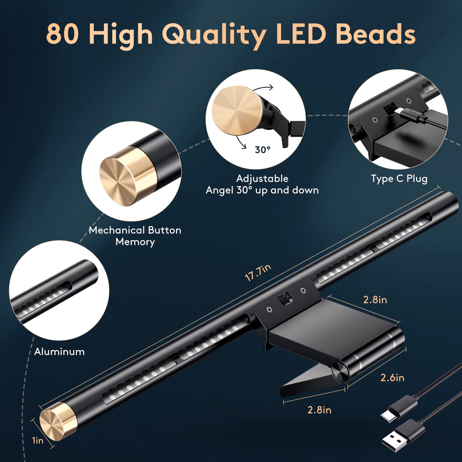 RGB Monitor Light Bar for Flat/Curved Screens - 17.7