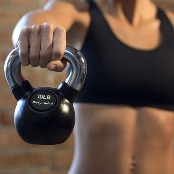 Body-Solid Rubber Coated Kettlebells with Chrome Handle - Premium Weight Training & Core Workout Equipment for Home Gym, CrossFit, and Functional Fitness