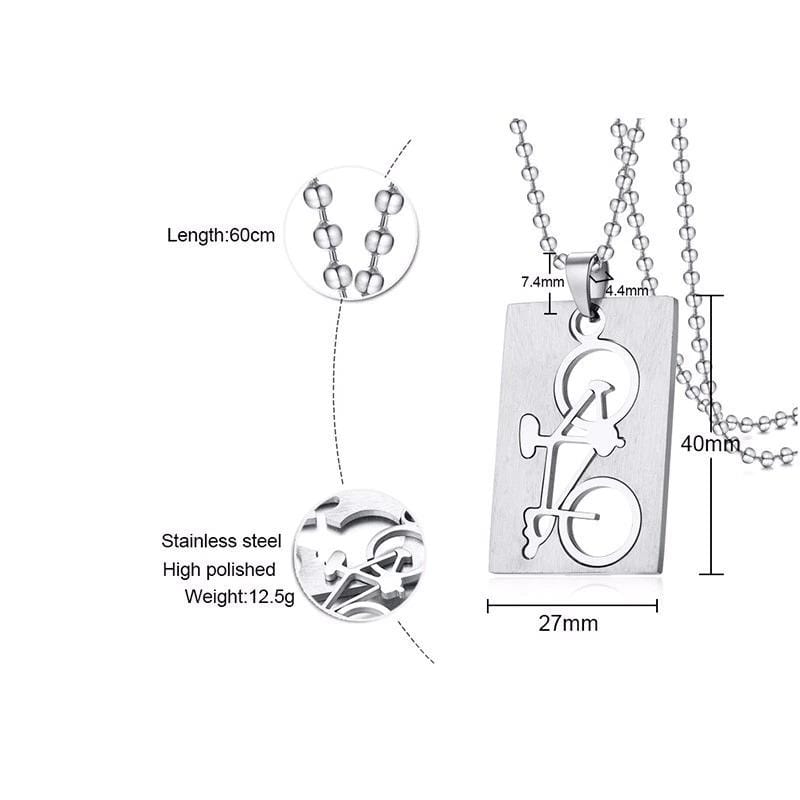 Men's Bicycle Pendant Necklace - Stainless Steel Cycling Jewelry Gift for Bikers - Perfect for Cycling Enthusiasts & Outdoor Adventures