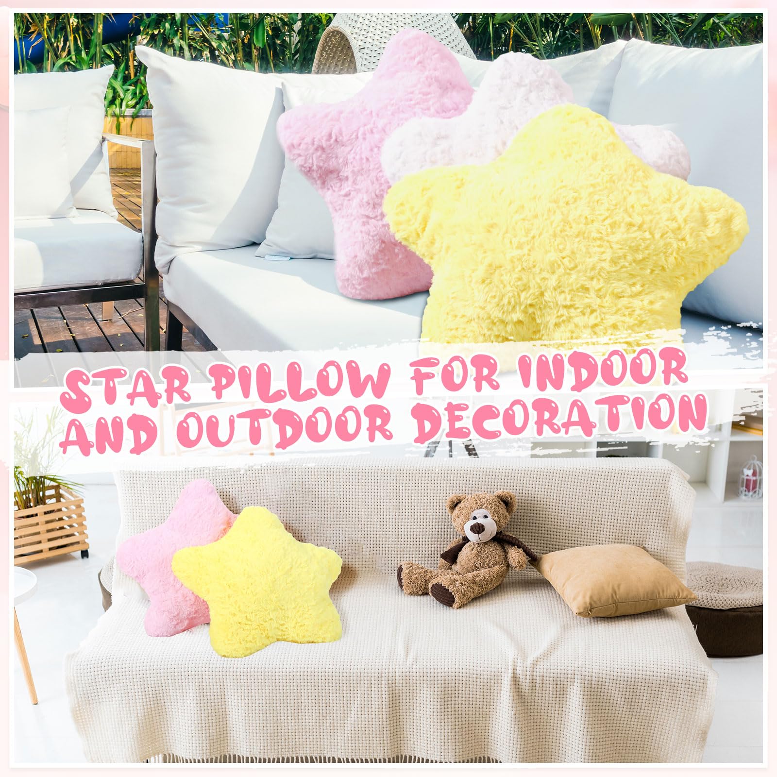 Yousoontic 6-Piece Star Fluffy Throw Pillow Set - 15.7