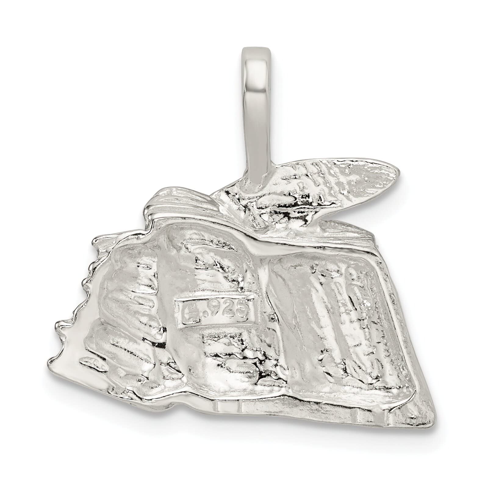 FindingKing Sterling Silver Book Charm with Quill Pendant & 18