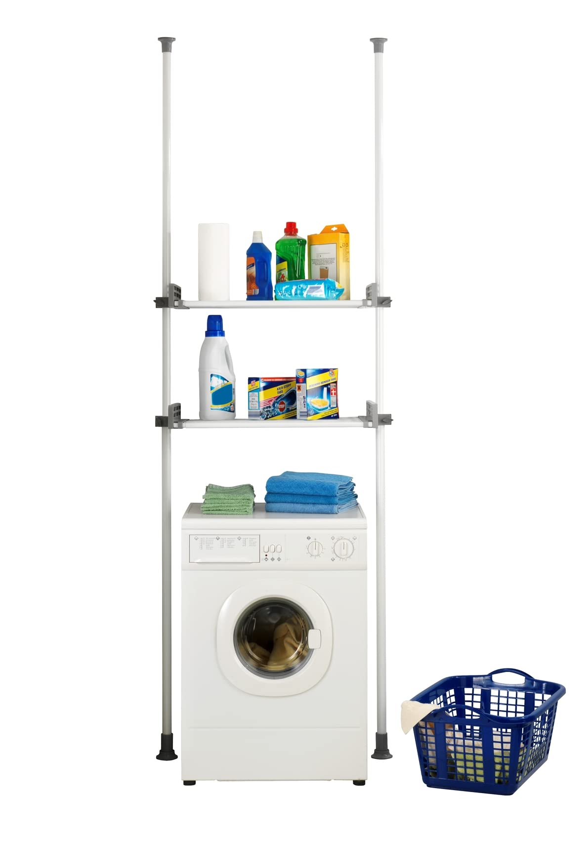 WENKO Hercules Heavy Duty Laundry Room Storage Shelf - No Drill Kitchen Organizer Rack - Space Saving Over Toilet Storage Unit (16.5