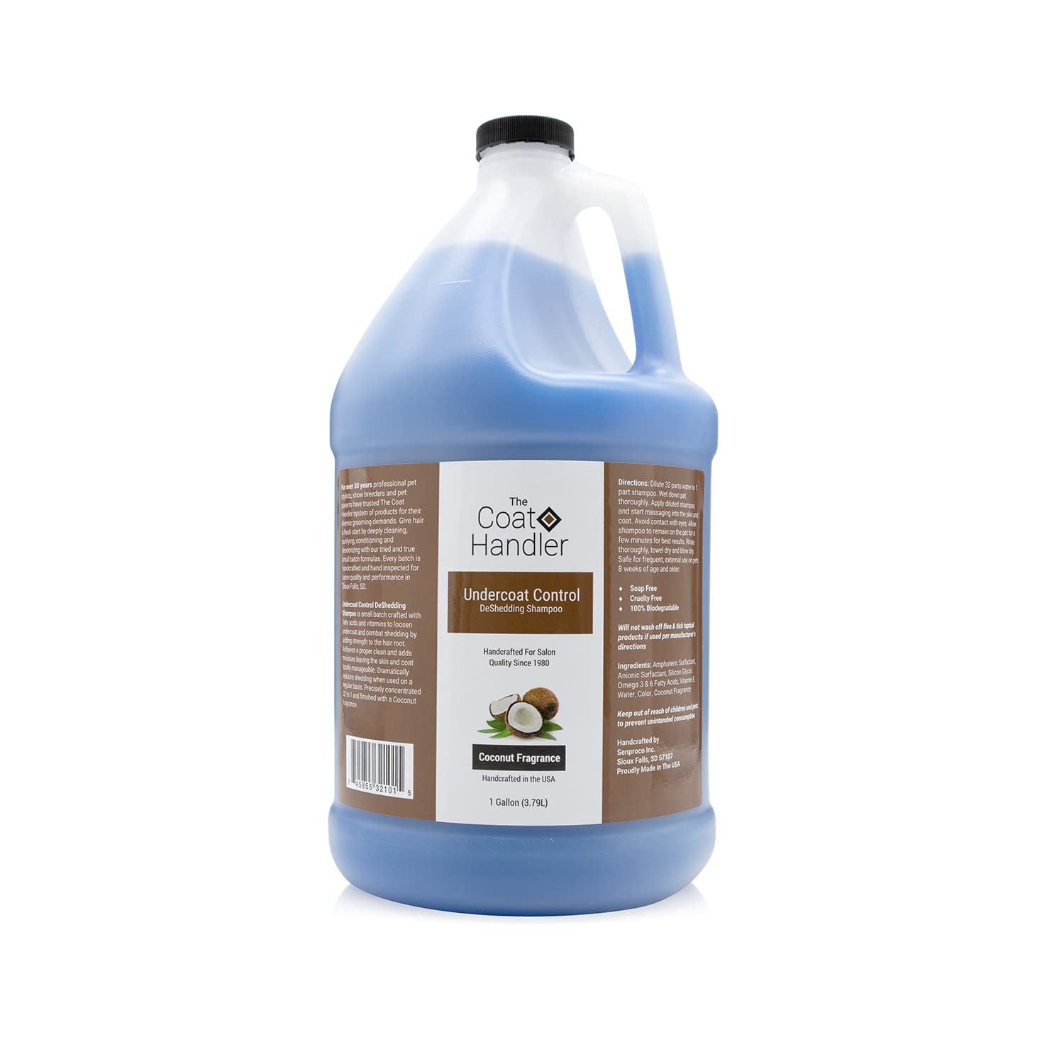 Natural Undercoat Control Deshedding Shampoo & Conditioner Set with Coconut Oil & Vitamins - Reduces Shedding, Loosens Undercoat Hair - Perfect for Dogs with Thick Coats & Seasonal Shedding