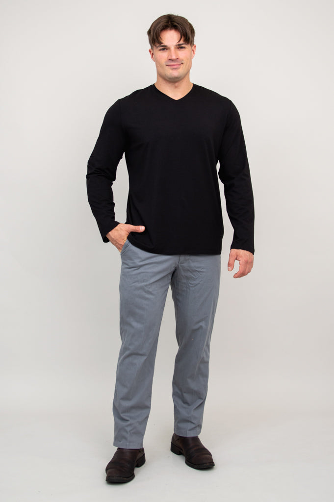 Adam Men's Long Sleeve Shirt - Soft Bamboo Fabric, Breathable & Comfortable, Black - Perfect for Casual Wear, Office & Outdoor Activities