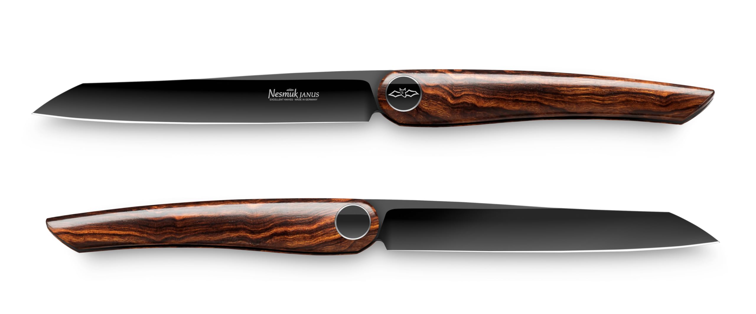 Premium JANUS Steak Knife Set - 6-Piece Luxury Steak Knives with Desert Ironwood Handles - Razor Sharp Blades for Perfect Steak Cutting - Ideal for Fine Dining, BBQ Parties & Gourmet Cooking