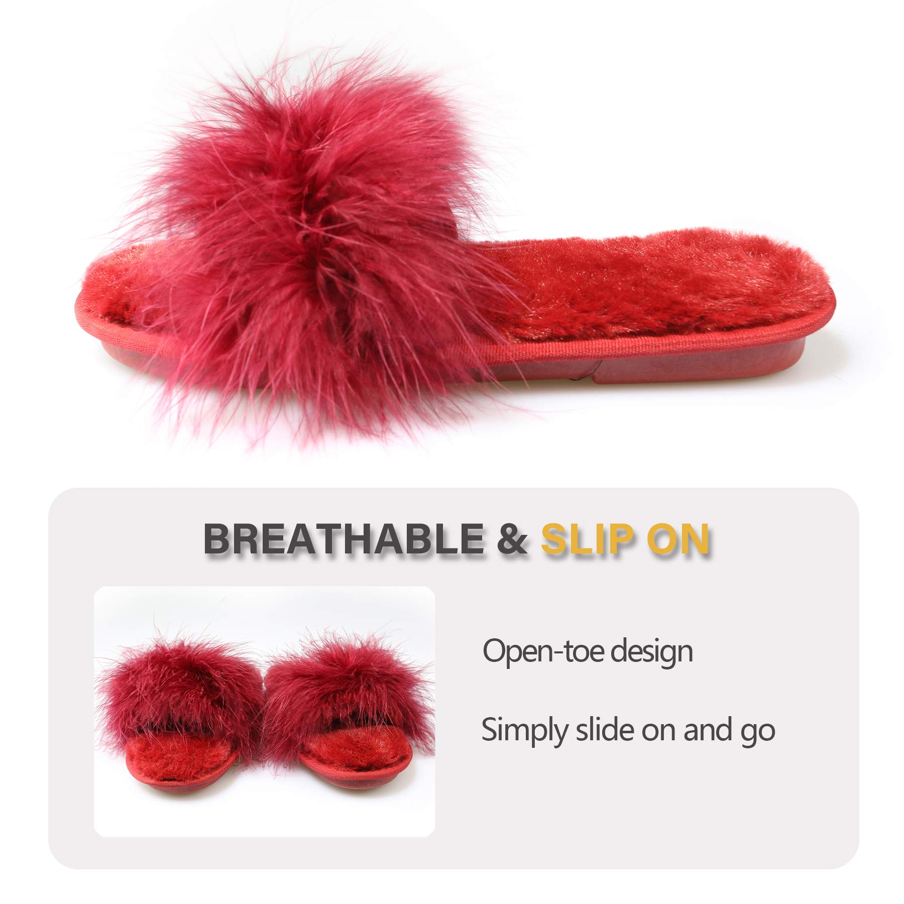 Fur Story Women's Fuzzy Open-Toe Slippers with Memory Foam - Soft Fluffy House Shoes for Indoor Comfort & Relaxation at Home