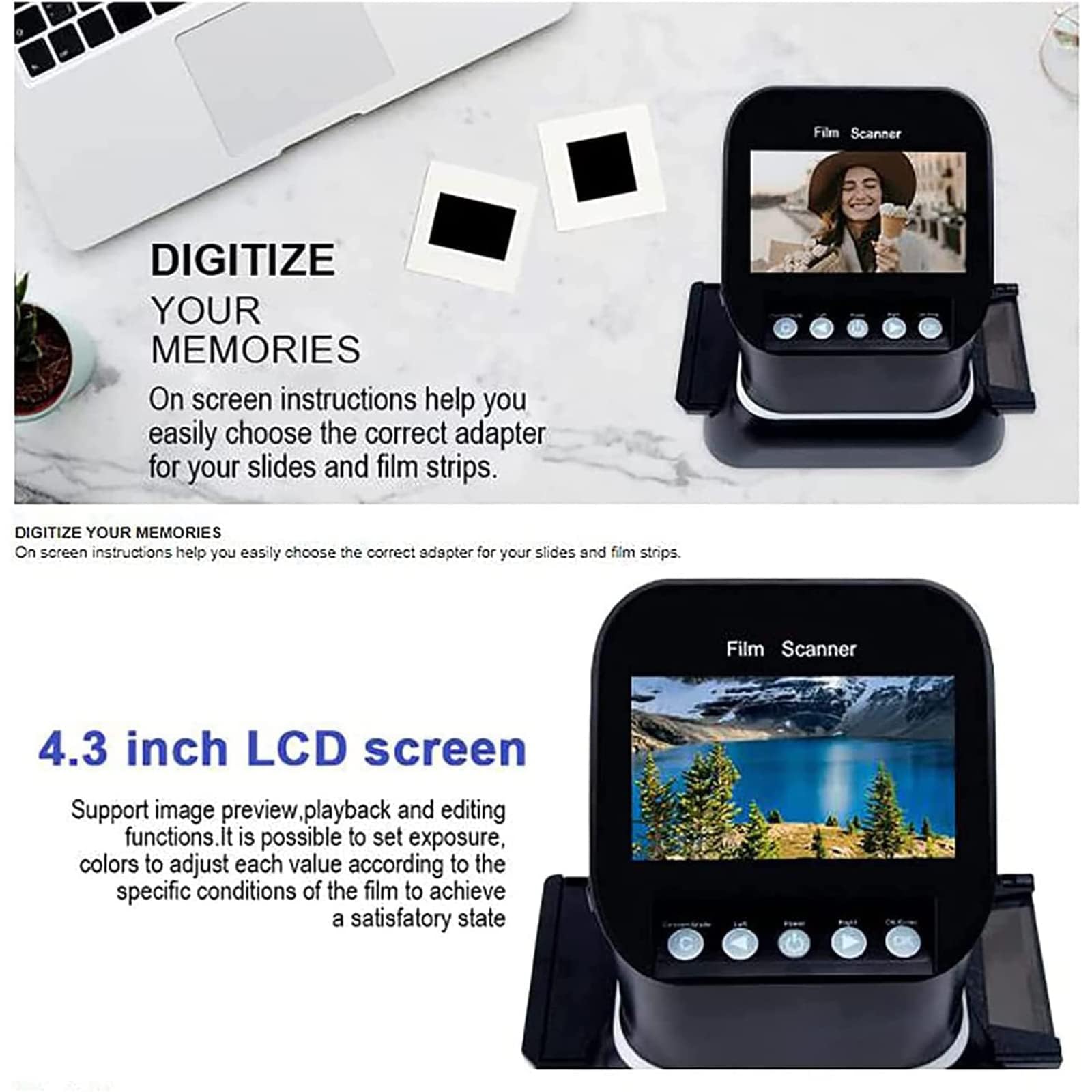 High Resolution 120 Film Scanner - 1080P LCD Digital Film Converter for 35mm/135/126/127 Negatives & Slides to JPEG - Perfect for Archiving Old Photos, Digitizing Family Memories & Professional Photography