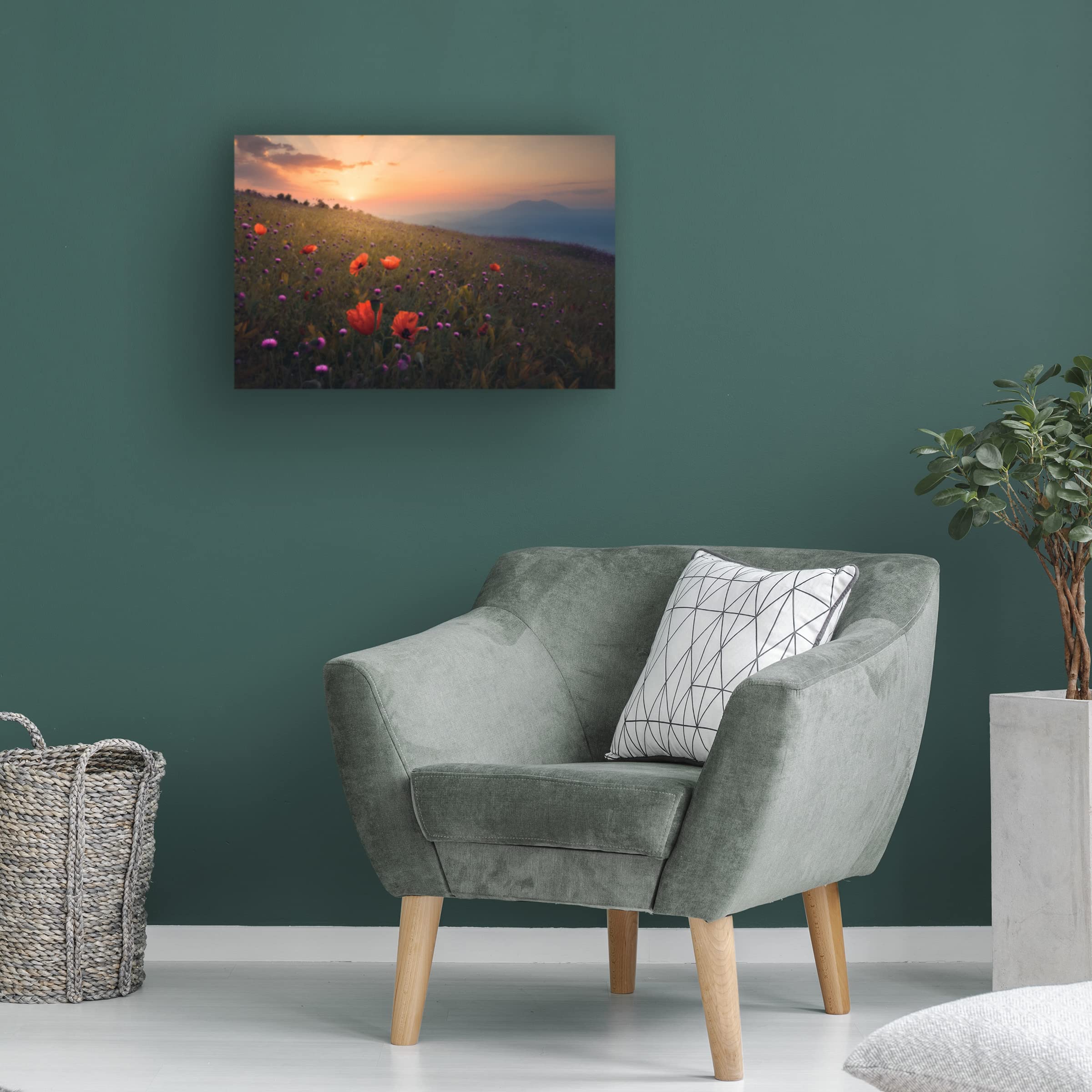Trademark Fine Art 'Rudbar Heights In Spring' Canvas Wall Art Print by Majid Behzad - Persian Landscape Painting for Living Room, Bedroom & Office Decor