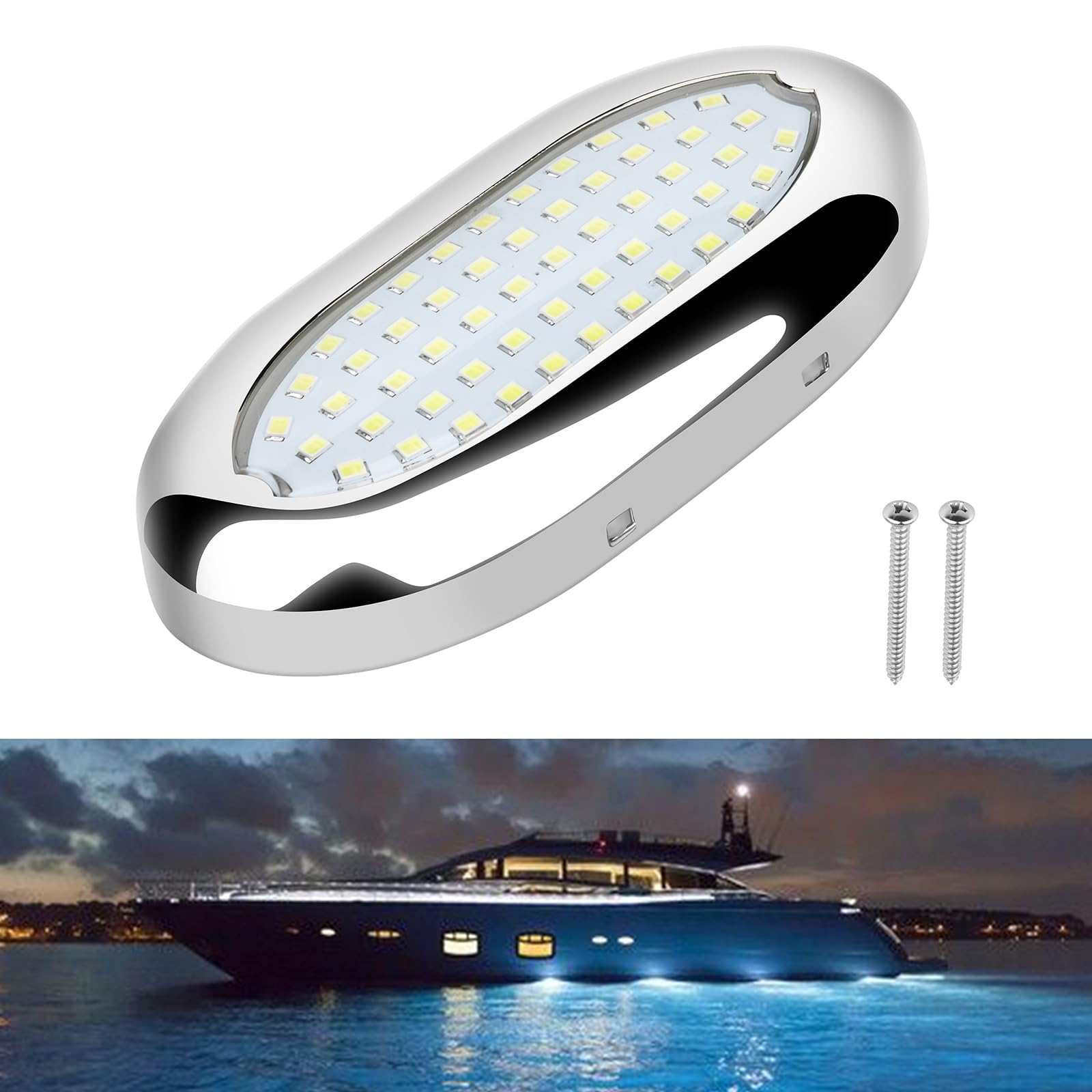 4.6in Underwater LED Boat Lights - IP68 Waterproof Marine Lighting 1800LM 316 Stainless Steel - Perfect for Transom, Pool, Deck & Interior Boat Lighting (Great for Night Fishing, Docking & Underwater Illumination)