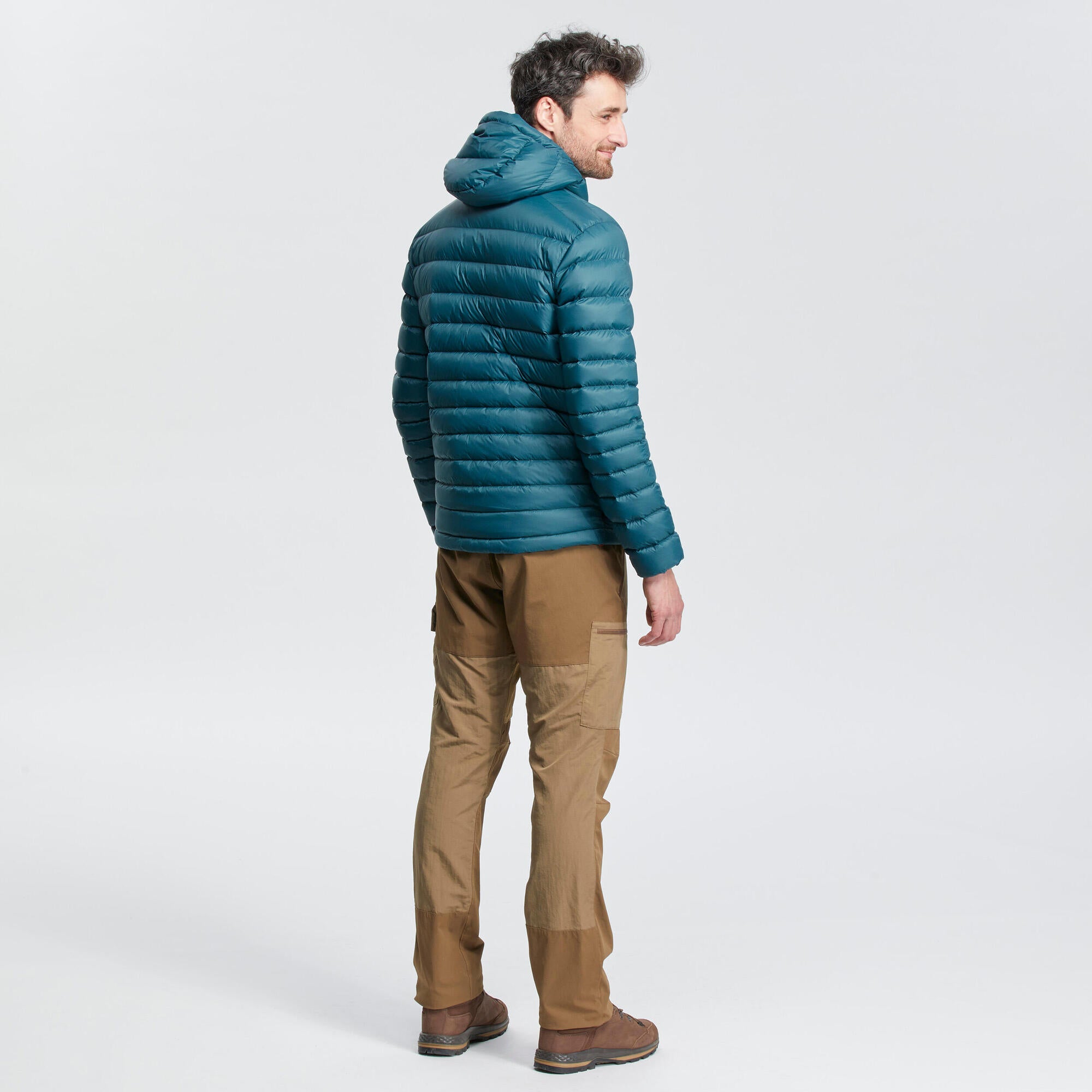 Forclaz MT500 Men's Hooded Padded Jacket for Mountain & Backpacking - Warm & Lightweight Down Coat for Hiking, Camping in Cold Weather (14°F)