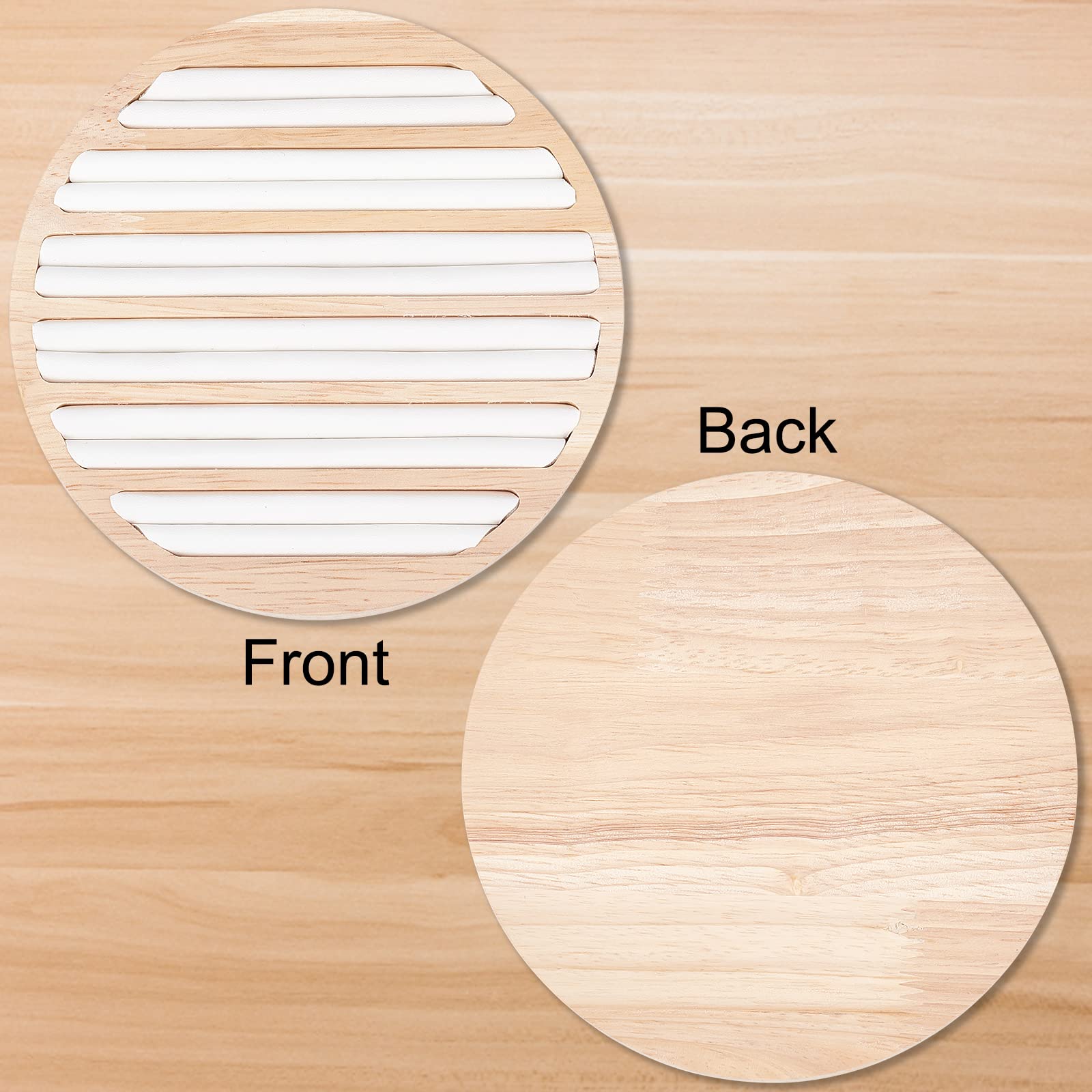 Wooden Jewelry Display Tray with 6 Long Slots & White Leather Insert - 5.89 Inch Diameter Ring Earring Organizer for Retail Stores, Boutiques & Home Jewelry Storage | Perfect for Necklace, Bracelet & Earring Display