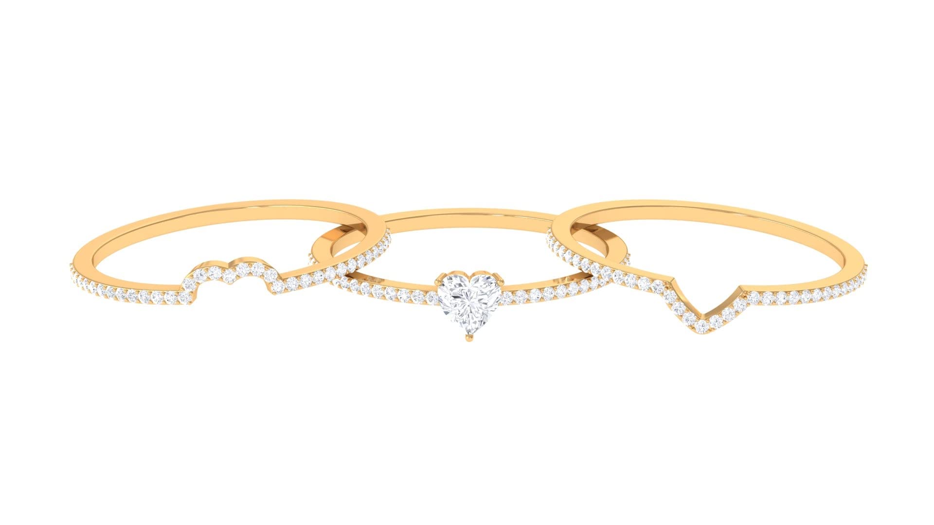 3/4 CT Natural Diamond Wedding Ring Set for Women - 14K Solid Gold Heart Shape Bridal Ring Set | Perfect for Engagement, Anniversary & Romantic Gifts
