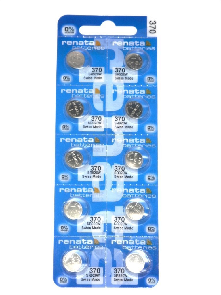 Renata SR920W 370 Silver Oxide Watch Battery 1.55V - 10 Pack | Long-Lasting Power for Watches, Calculators & Small Electronics