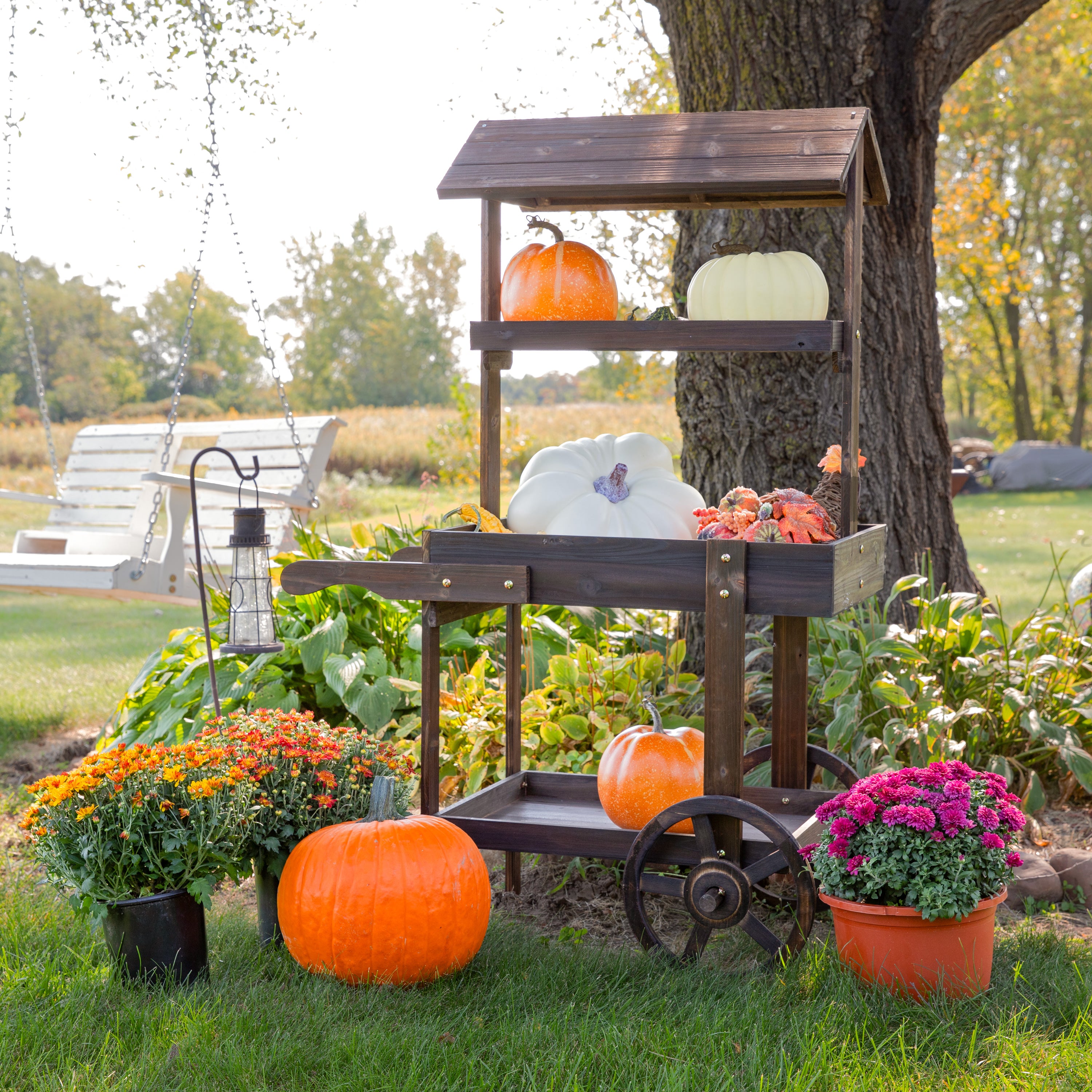 Sunnydaze Country Market Flower Cart Display Stand - 49.25