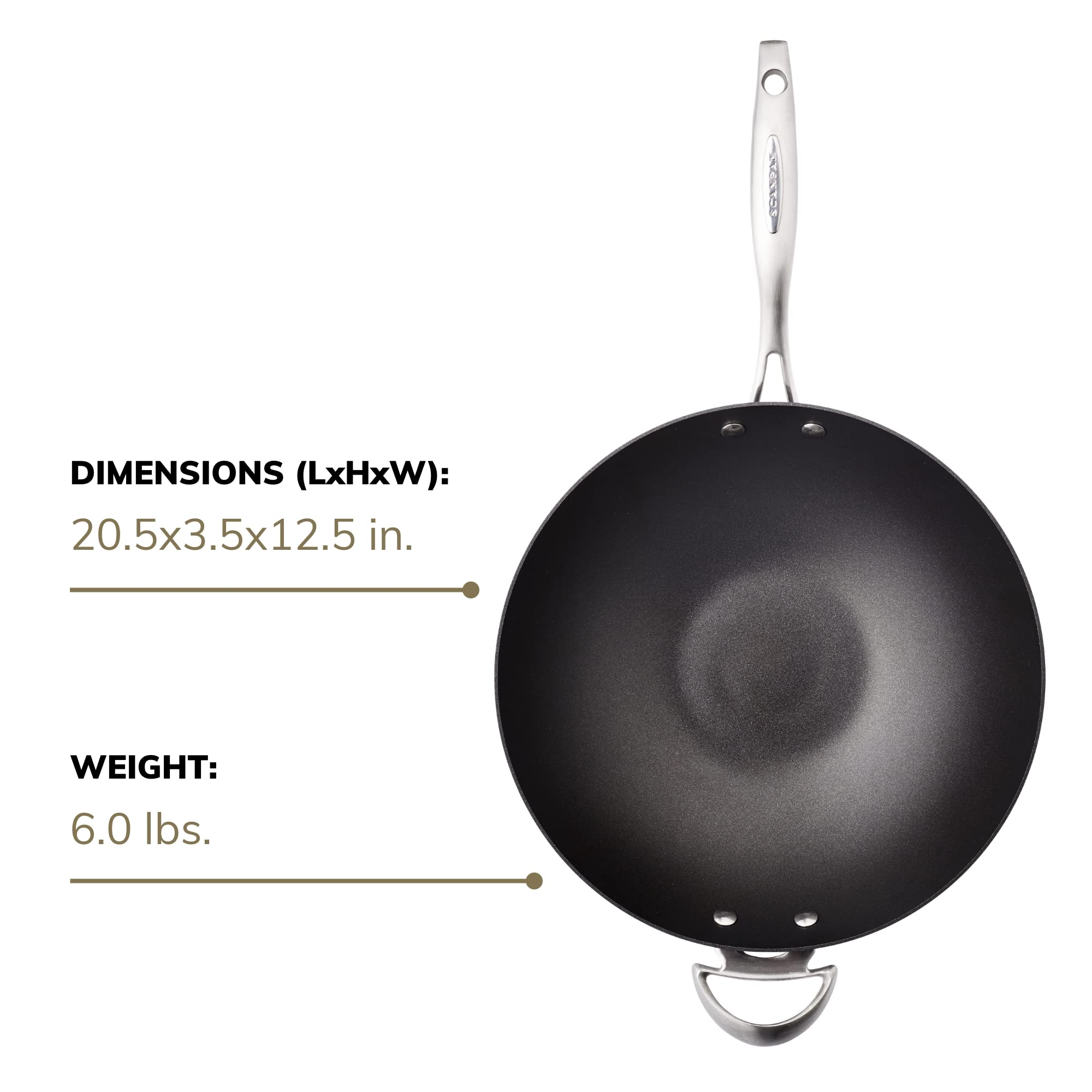 Scanpan Pro IQ 12.5” Nonstick Wok Pan - Premium Danish Handcrafted Cookware - Oven, Dishwasher & Metal Utensil Safe - Perfect for Stir Fry, Sautéing & Asian Cooking