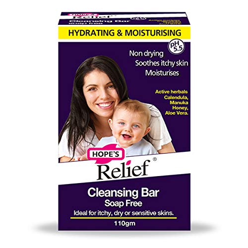 Hopes Relief Soap-Free Cleansing Bar for Sensitive Skin - 110g | Gentle Face & Body Wash for Eczema, Psoriasis & Dry Skin Care