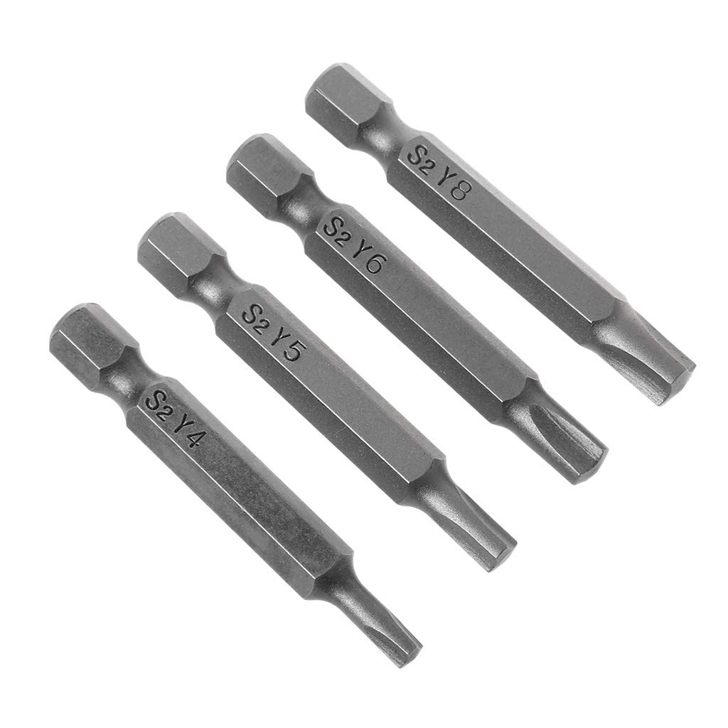 Magnetic Y Shaped Screwdriver Bits Set (4pcs) - Y4 Y5 Y6 Y8 Triangle Head Hex Shank for Bicycle Repair & Maintenance | Durable Tool Kit for Bike Tune-Ups, Home DIY Projects & Professional Mechanics