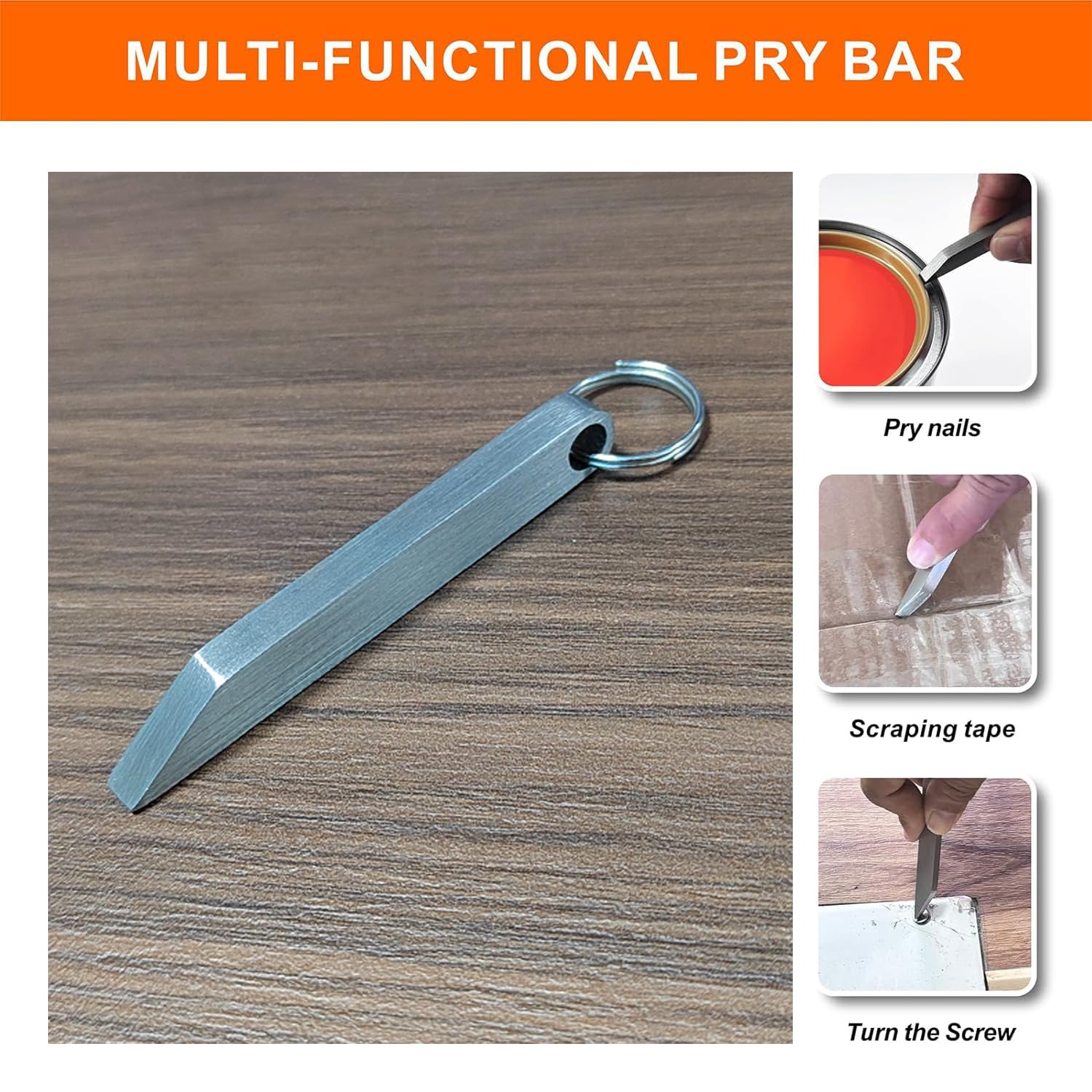 2 PCS Stainless Steel Keychain Pry Bar - Compact Multi-Tool for EDC, Outdoor Adventures & Emergency Situations